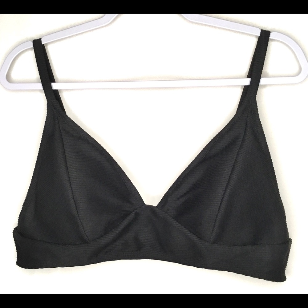 Old Navy Bikini Top XXL Black Triangle Ribbed - Picture 2 of 8